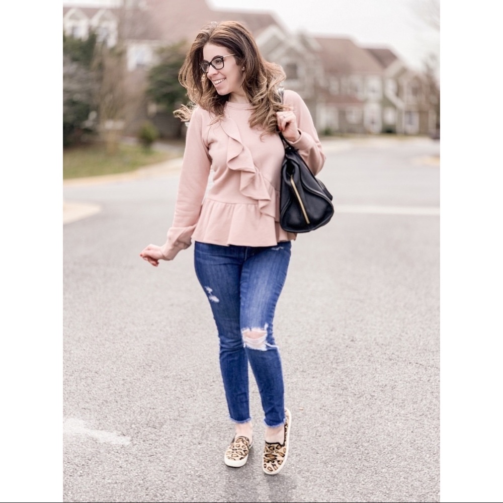 walter baker • galina pink ruffled top • m